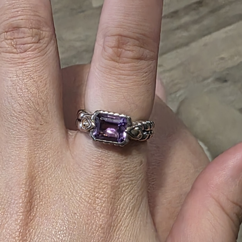 Jai Sterling Silver & 14k Emerald Cut Gemstone Ring